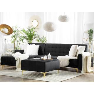 Beliani Ecksofa mit Ottomane aus Samtstoff Modern ABERDEEN  