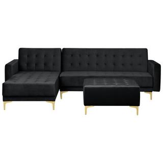 Beliani Ecksofa mit Ottomane aus Samtstoff Modern ABERDEEN  