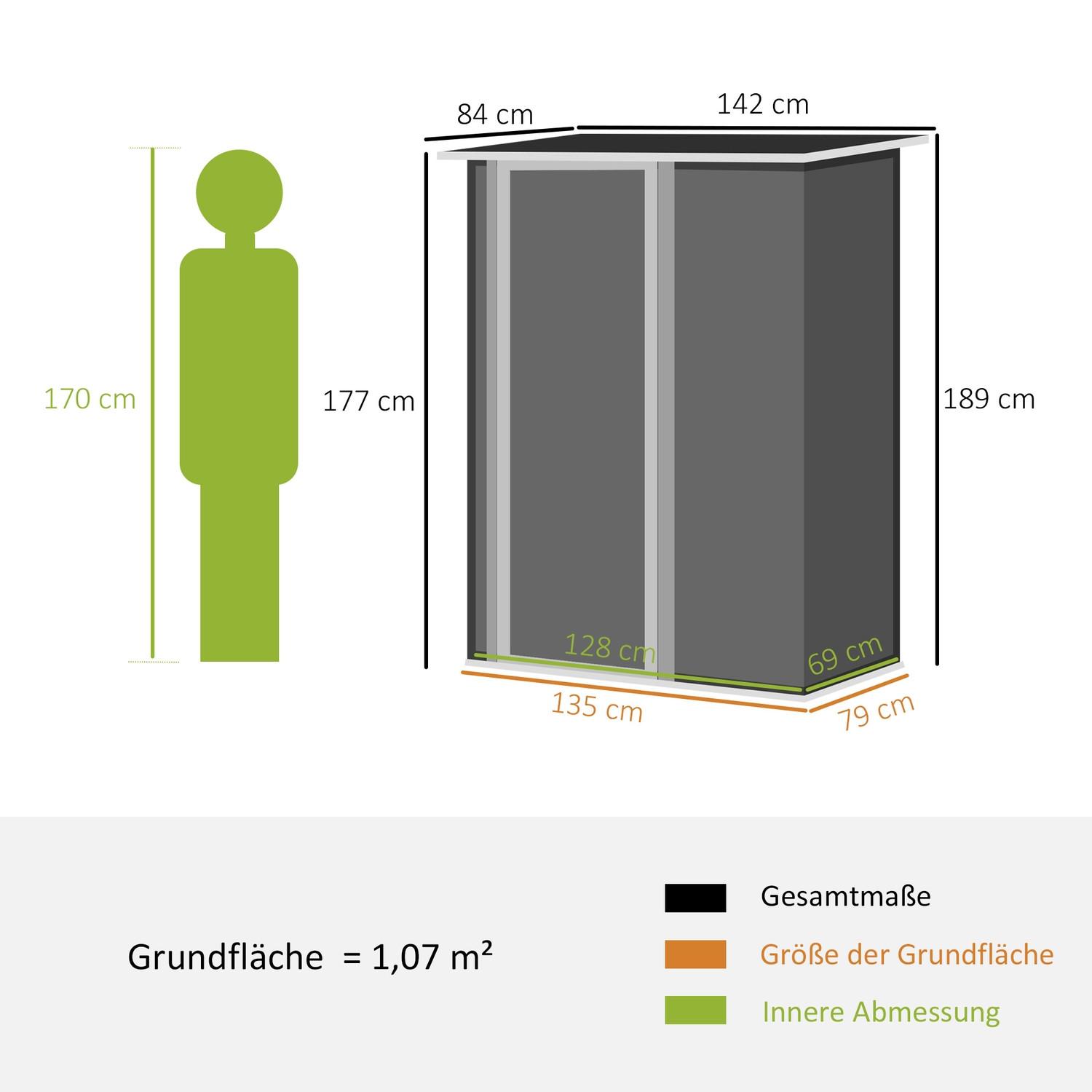 Northio Capanno Per Attrezzi Casetta Da Giardino Casetta Per Attrezzi Con Porta Da Esterno In Acciaio Grigio Scuro 142 X 84 X 189 Cm  