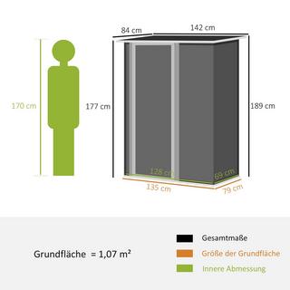 Northio Capanno Per Attrezzi Casetta Da Giardino Casetta Per Attrezzi Con Porta Da Esterno In Acciaio Grigio Scuro 142 X 84 X 189 Cm  