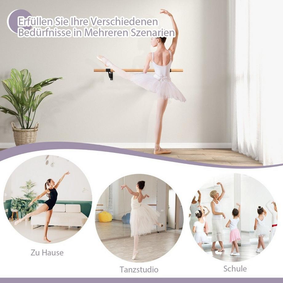 Northix  120 cm lange Tanzstange Wandmontierte Ballettstange Ballettausrüstung Fitnessstange mit fester Höhe 