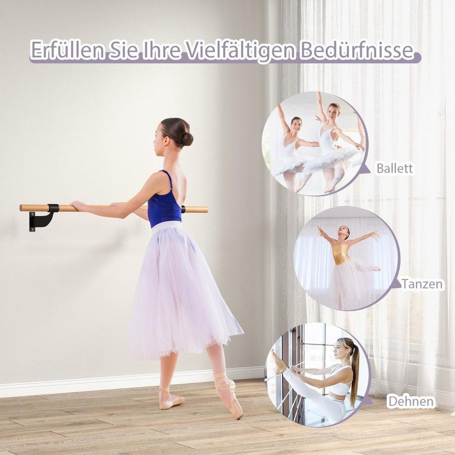 Northix  120 cm lange Tanzstange Wandmontierte Ballettstange Ballettausrüstung Fitnessstange mit fester Höhe 