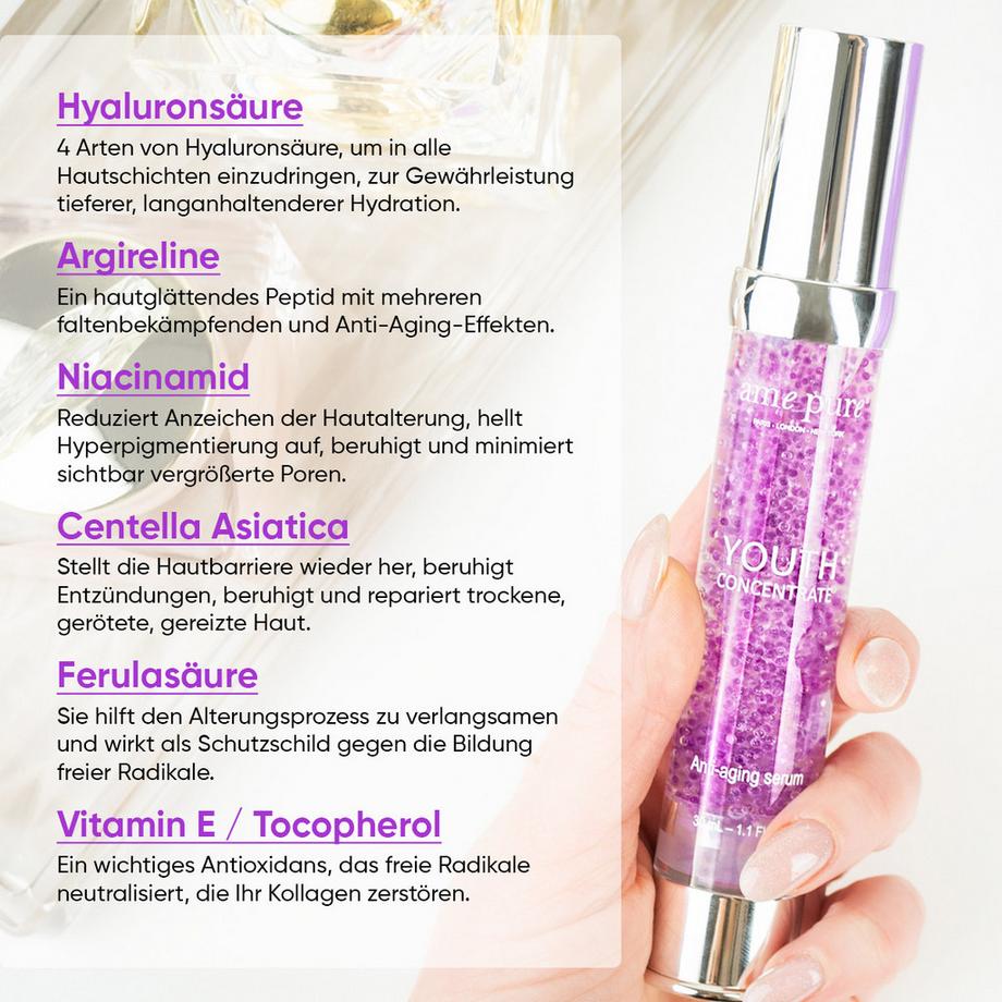 âme pure  Youth Concentrate Serum/ Anti-Aging-Wirkung Hyaluron Gesichtsserum/ Intensive Feuchtigkeitsversorgung 