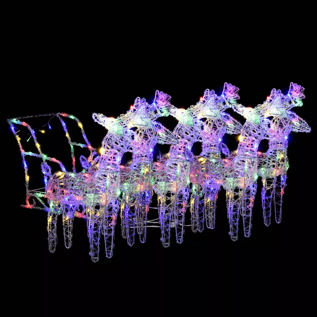 vidaXL Décoration de Noël Rennes et traîneau 320 LED Acrylique