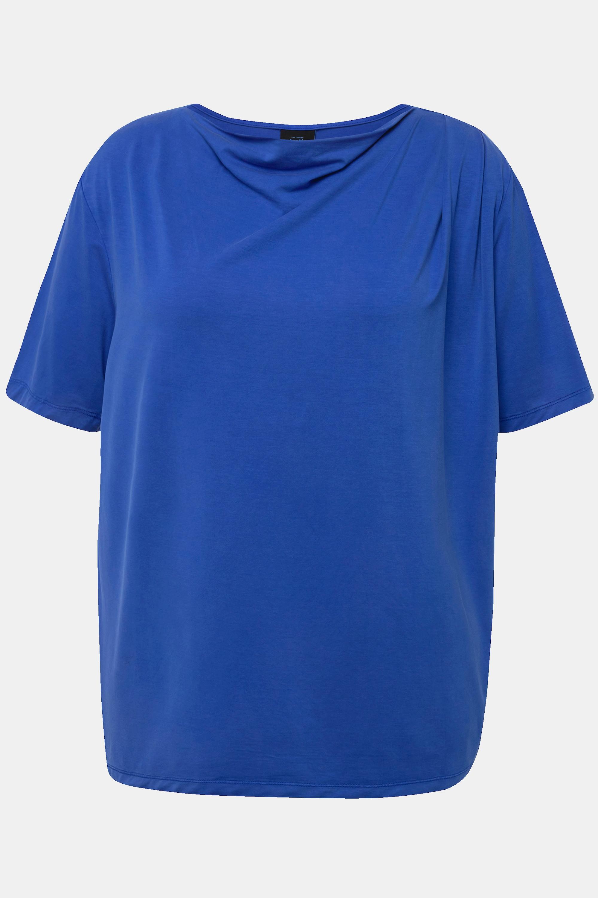 Ulla Popken  T-shirt con lyocell, scollo a goccia e mezze maniche 