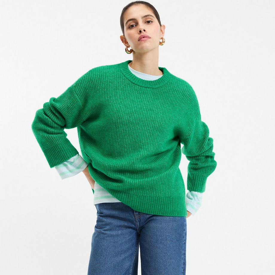 Pullover mit Rundhalsausschnitt aus flauschigem Grobstrick