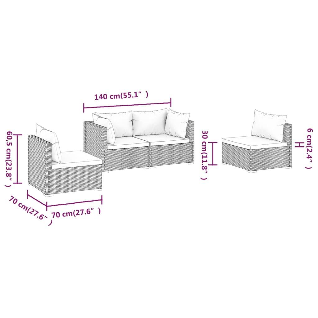 VidaXL set lounge giardino Polirattan  