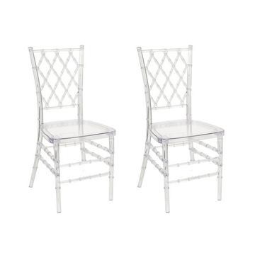 Esszimmerstuhl 2er Set aus Polycarbonat Glamourös CLARION