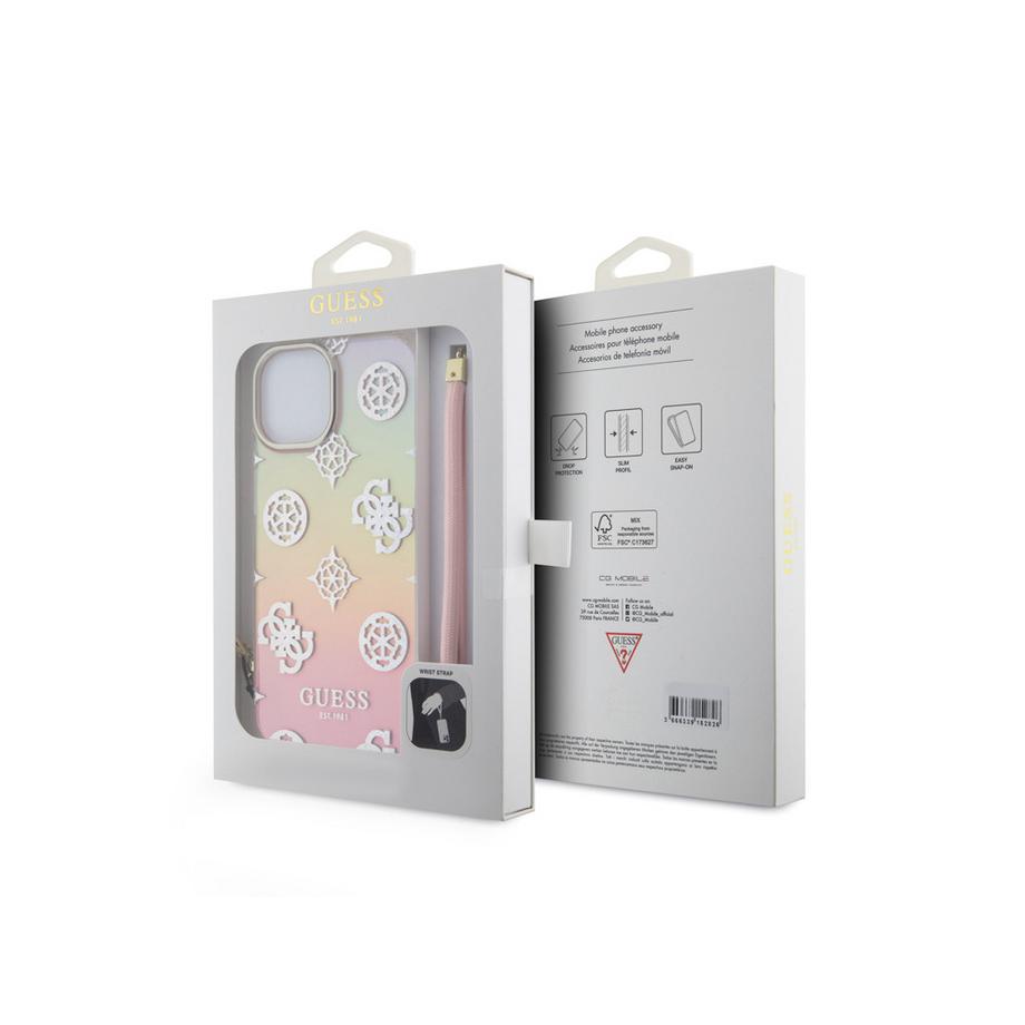 GUESS  Hülle iPhone 15 Plus Peony + Schlaufe 