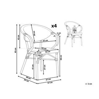 Beliani Set di 4 sedie en Alluminio Moderno CASPRI  