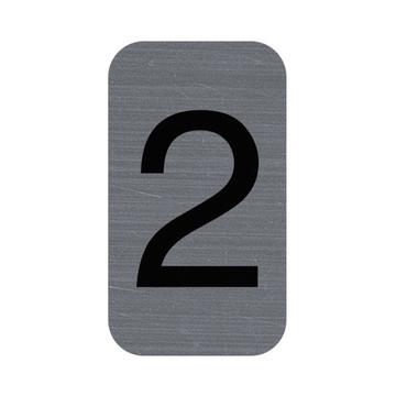 Hinweisschild selbstklebend, Aluminiumoptik, Ziffer 2 - 2,5x4 ,4 cm