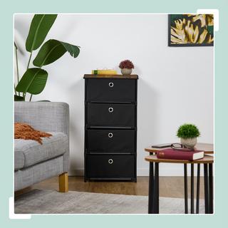 Northix Commode design en bois avec tiroirs en tissu  