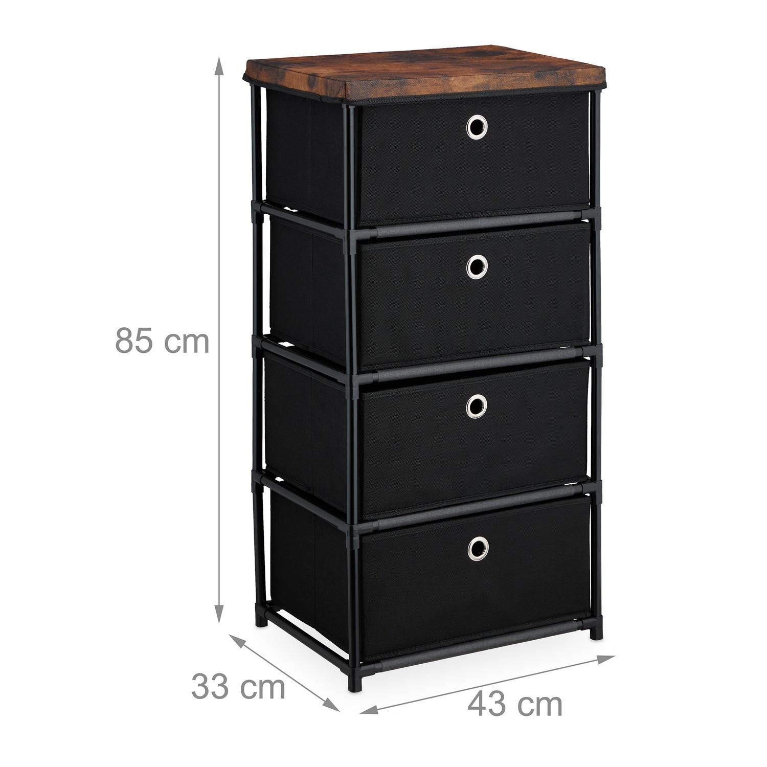 Northix Commode design en bois avec tiroirs en tissu  