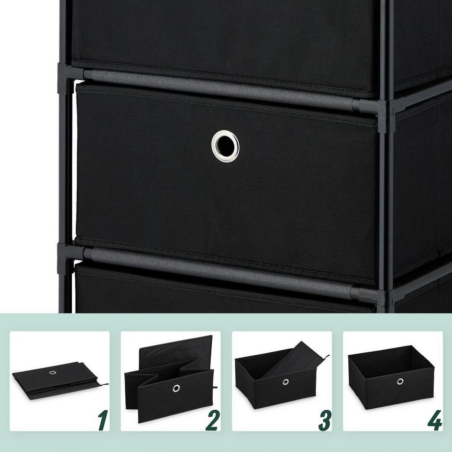 Northix Cassettiera in legno con cassetti in tessuto  