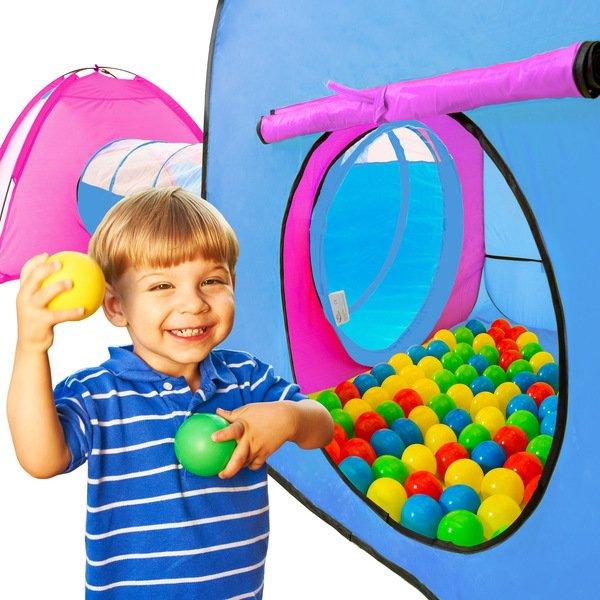 Tectake  Tenda gioco per bambini con tunnel, 200 sfere e borsa 