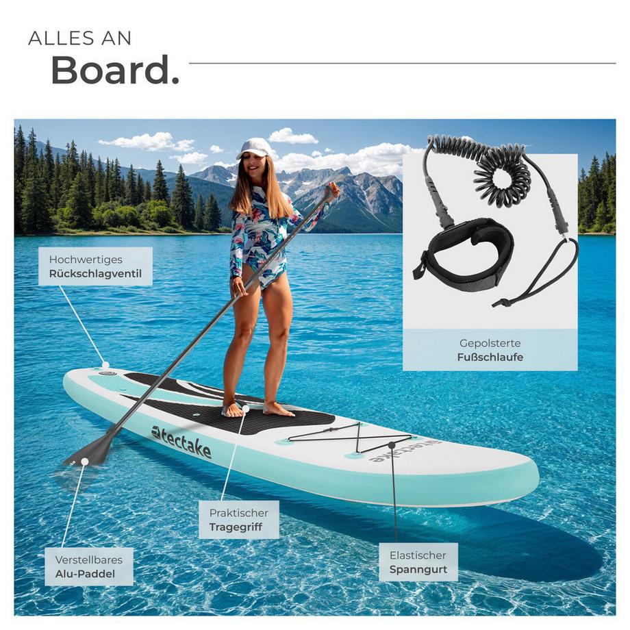Tectake  Stand-Up Paddle Board  2in1, aus Drop-Stitch Material aufblasbar, stabil, leicht und rutschfest 