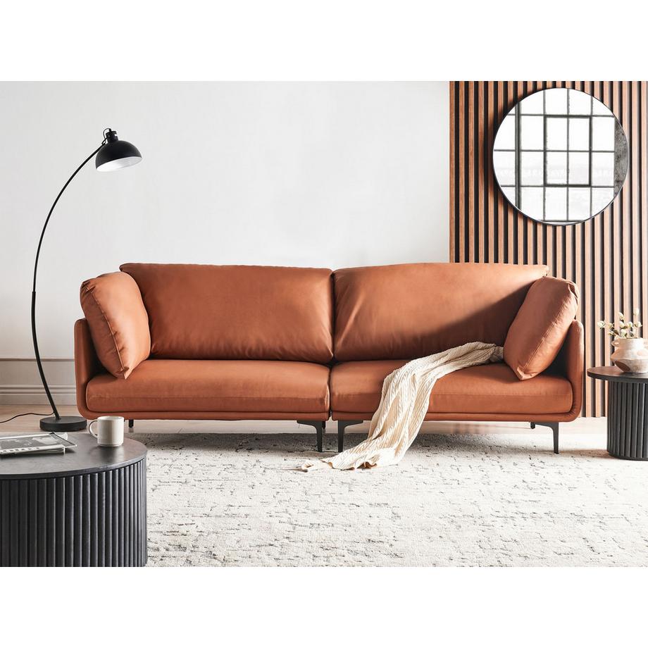 Beliani 3 Sitzer Sofa aus Veganes Ökoleder Retro REVSNES  