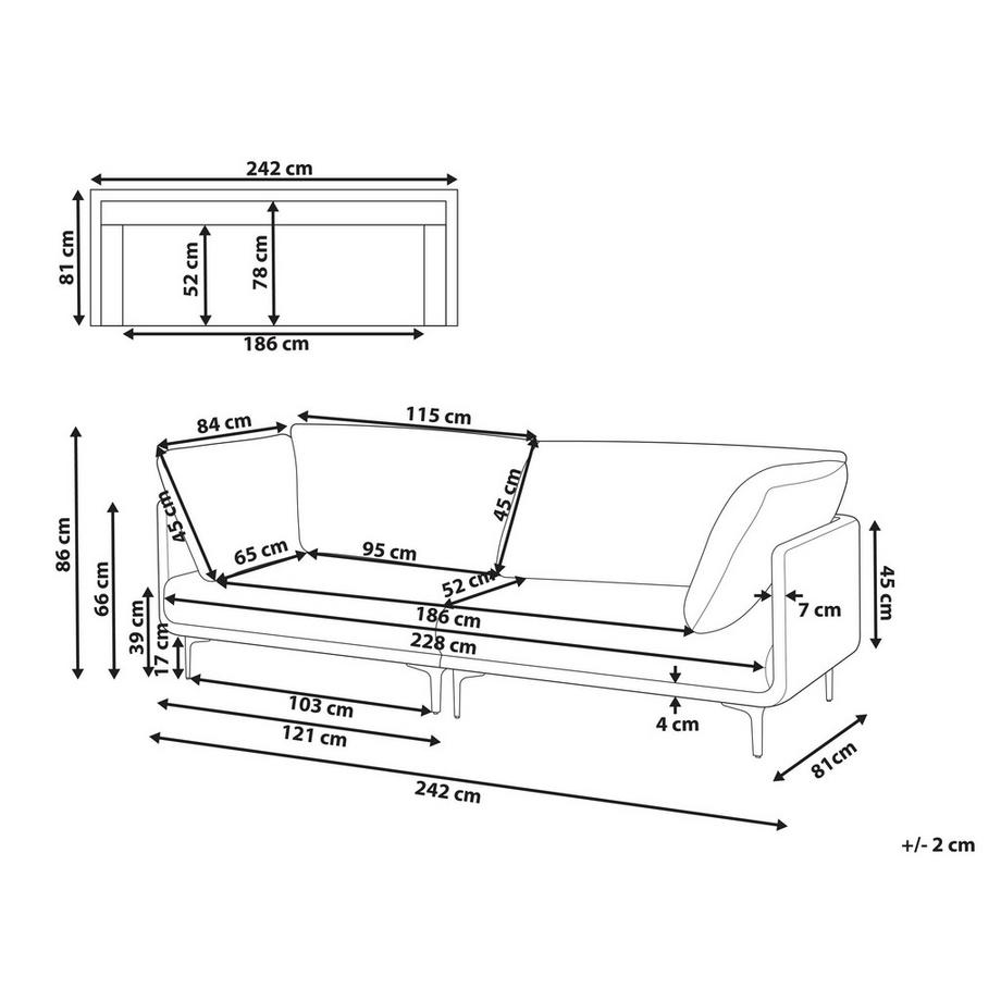 Beliani 3 Sitzer Sofa aus Veganes Ökoleder Retro REVSNES  