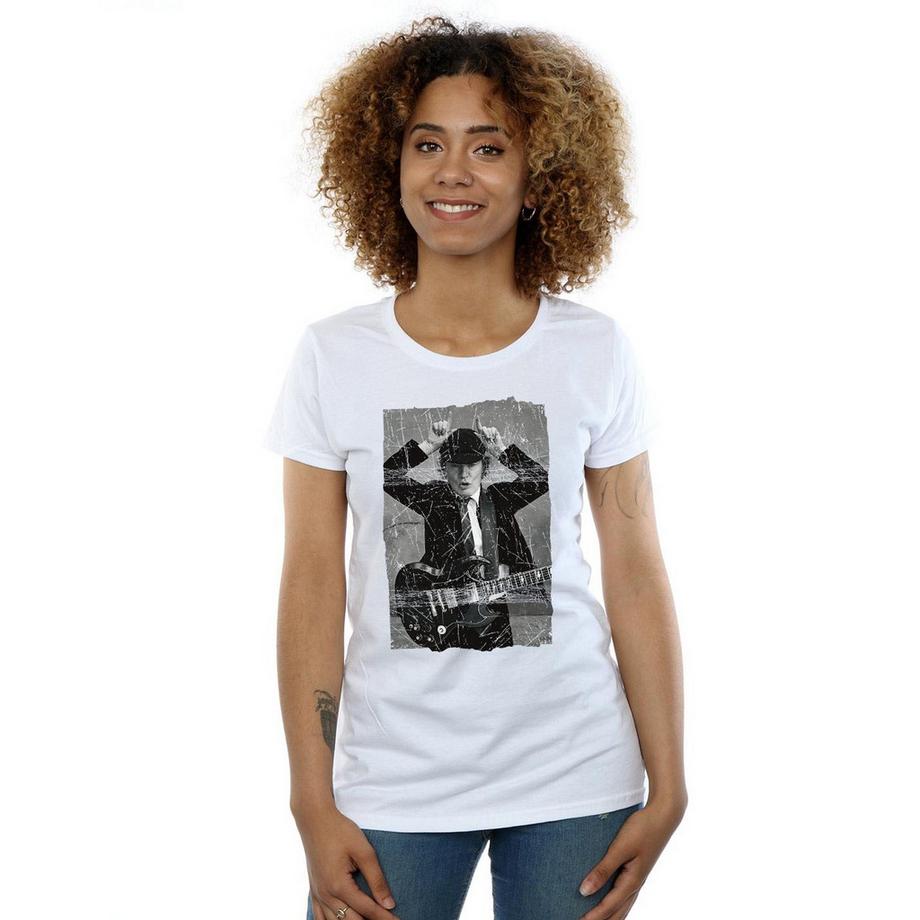 AC/DC ACDC Angus Young T-Shirt Foto Effetto Usurato  