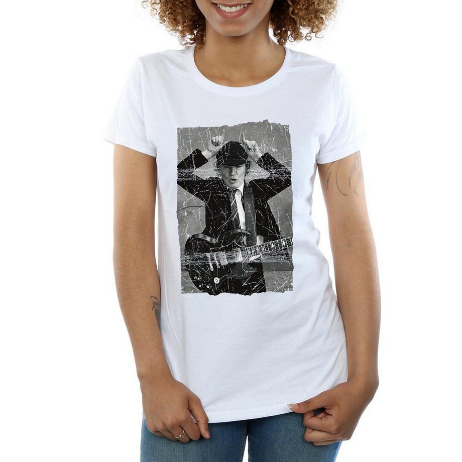 AC/DC ACDC Angus Young T-Shirt Foto Effetto Usurato  