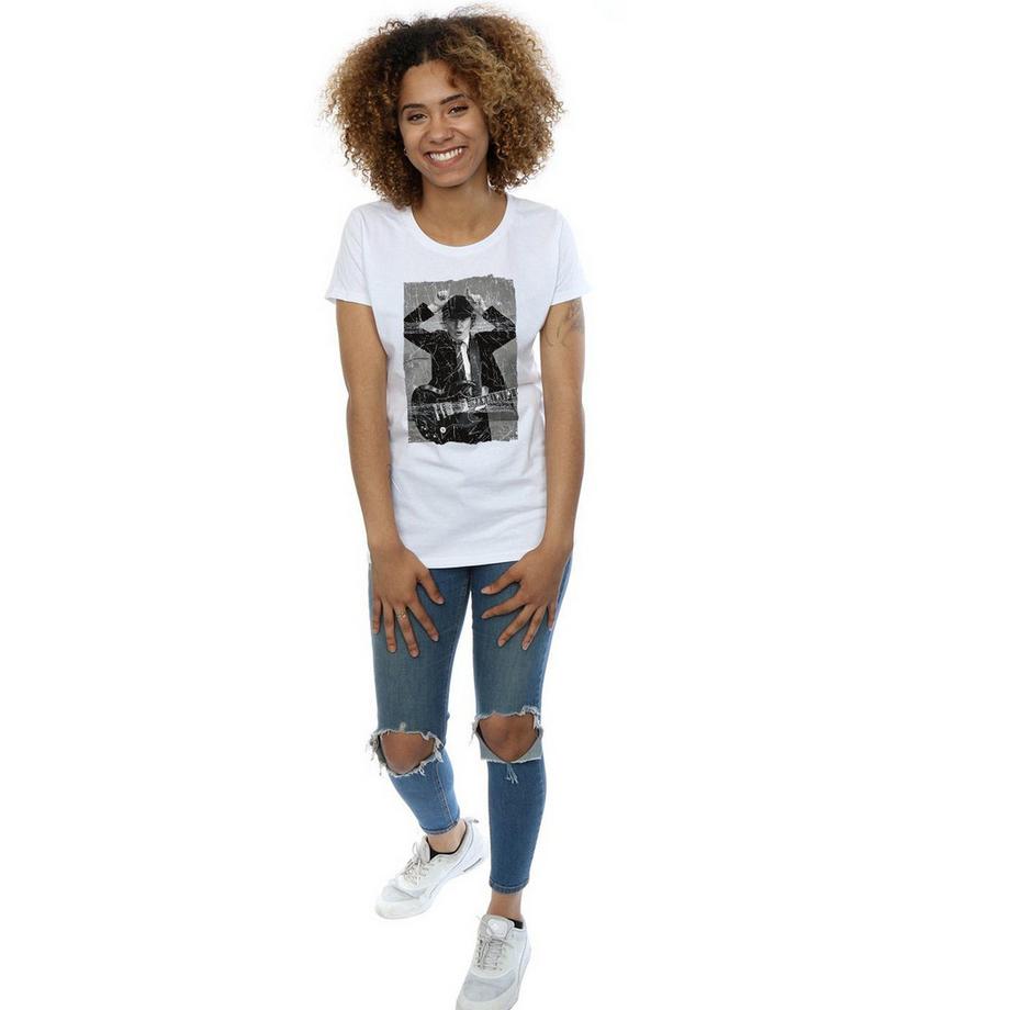 AC/DC ACDC Angus Young T-Shirt Foto Effetto Usurato  