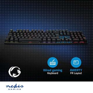 Nedis  Verkabelte Gaming-Tastatur | USB Typ-A | Mechanische Tasten | LED | AZERTY | FR-Layout | USB-Stromversorgung | Länge des Stromkabels: 1,50 m | Gaming 