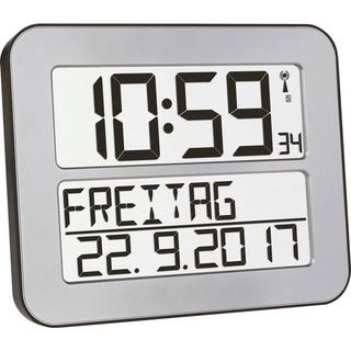 TFA Dostmann Radiocontrollato Orologio da parete 258 mm x 212 mm x 30 mm Argento, Nero Display grand  