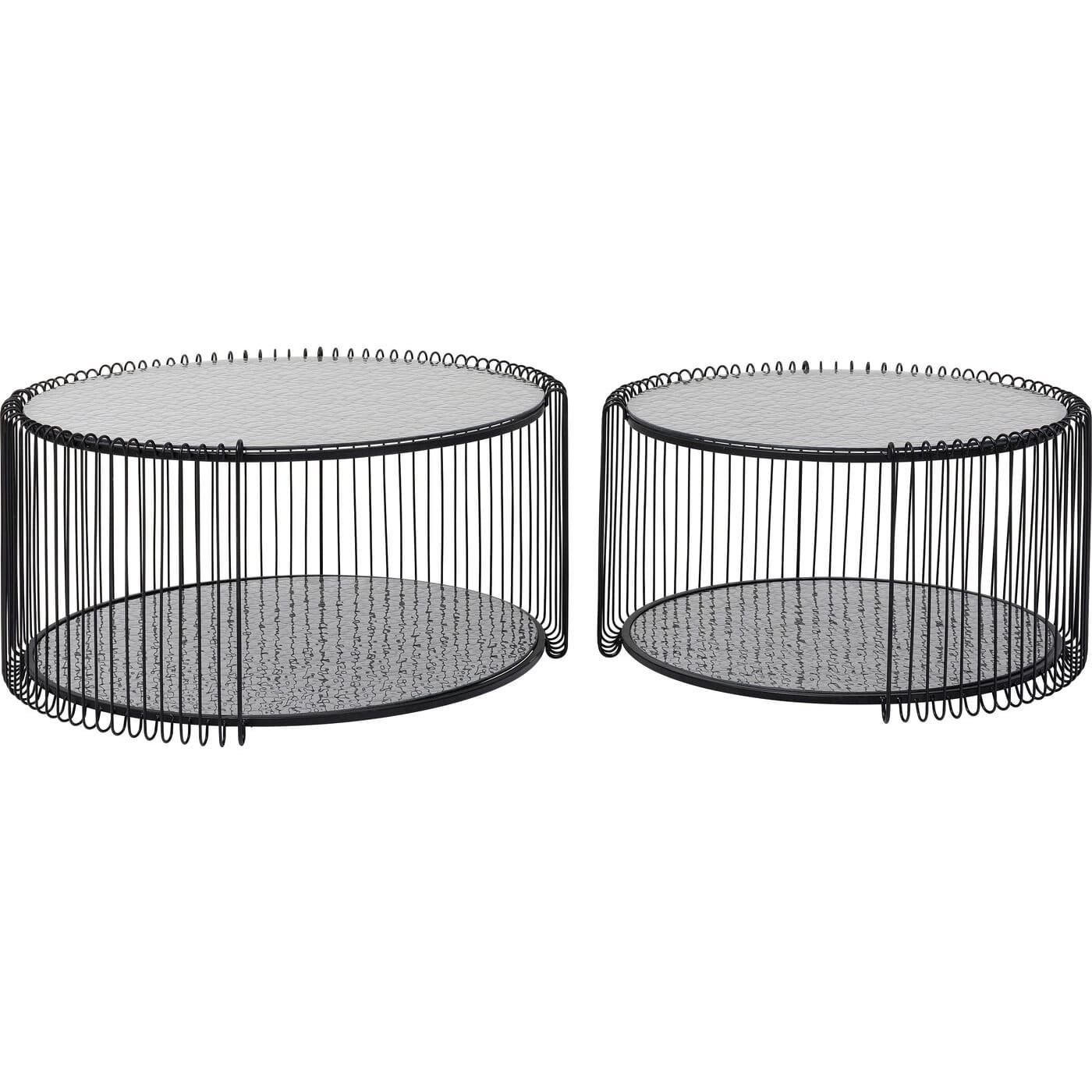 KARE Design Tavolino Wire Double Bubble nero (set di 2)  