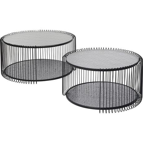 KARE Design Tavolino Wire Double Bubble nero (set di 2)  