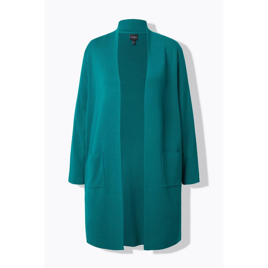 Ulla Popken Lange offene Feinstrick-Strickjacke  