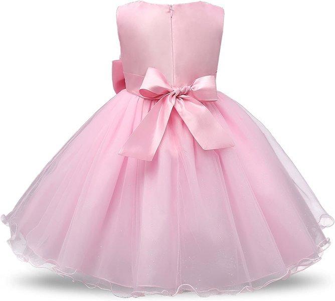 eStore  Abito da sera con fiocco e fiori - Rosa (140) 