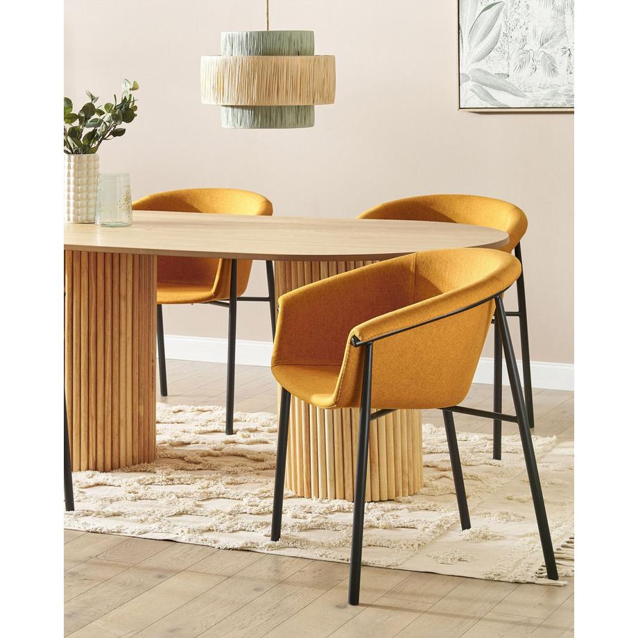 Beliani Lot de 2 chaises de salle à manger en Tissu Rétro AMES  