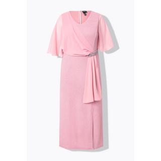 Ulla Popken Robe Maxi Paillettes Col V Manches Papillon 3/4  