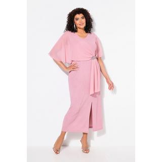 Ulla Popken Robe Maxi Paillettes Col V Manches Papillon 3/4  