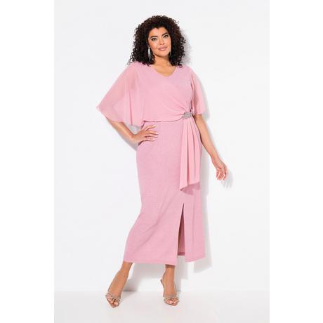 Ulla Popken Robe Maxi Paillettes Col V Manches Papillon 3/4  