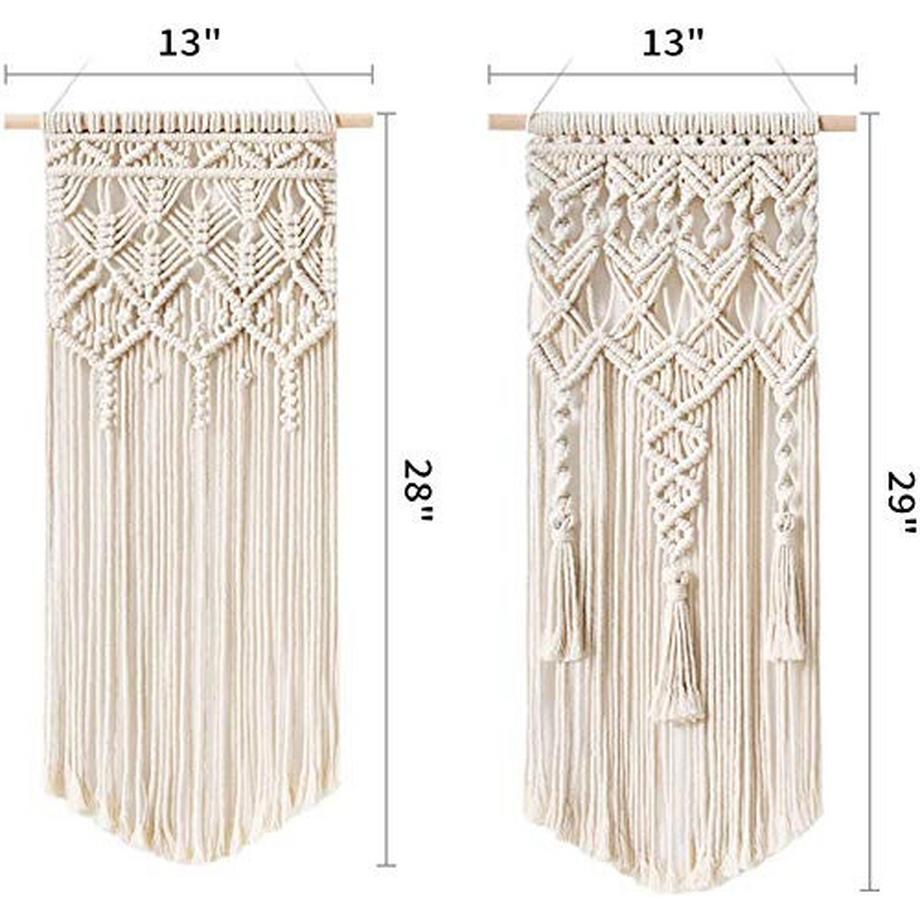 Alopini 2 Stück Makramee Wandbehang Boho Deko Chic gewebt Wandteppich  