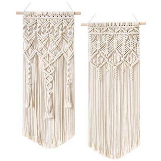 Alopini 2 Stück Makramee Wandbehang Boho Deko Chic gewebt Wandteppich  