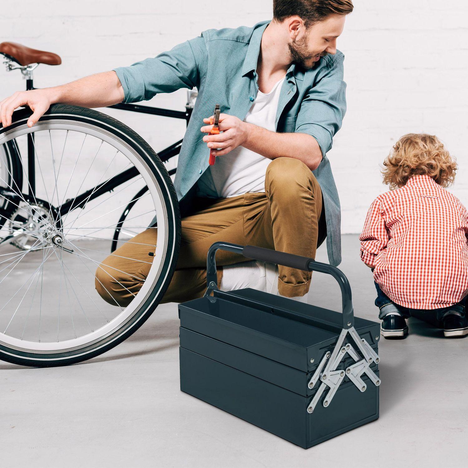 Northio Cassetta Degli Attrezzi, Valigetta Per Attrezzi, 5 Scomparti, Cerniera, Acciaio (Spcc), Verde Scuro, 45X22,5X34,5 Cm  