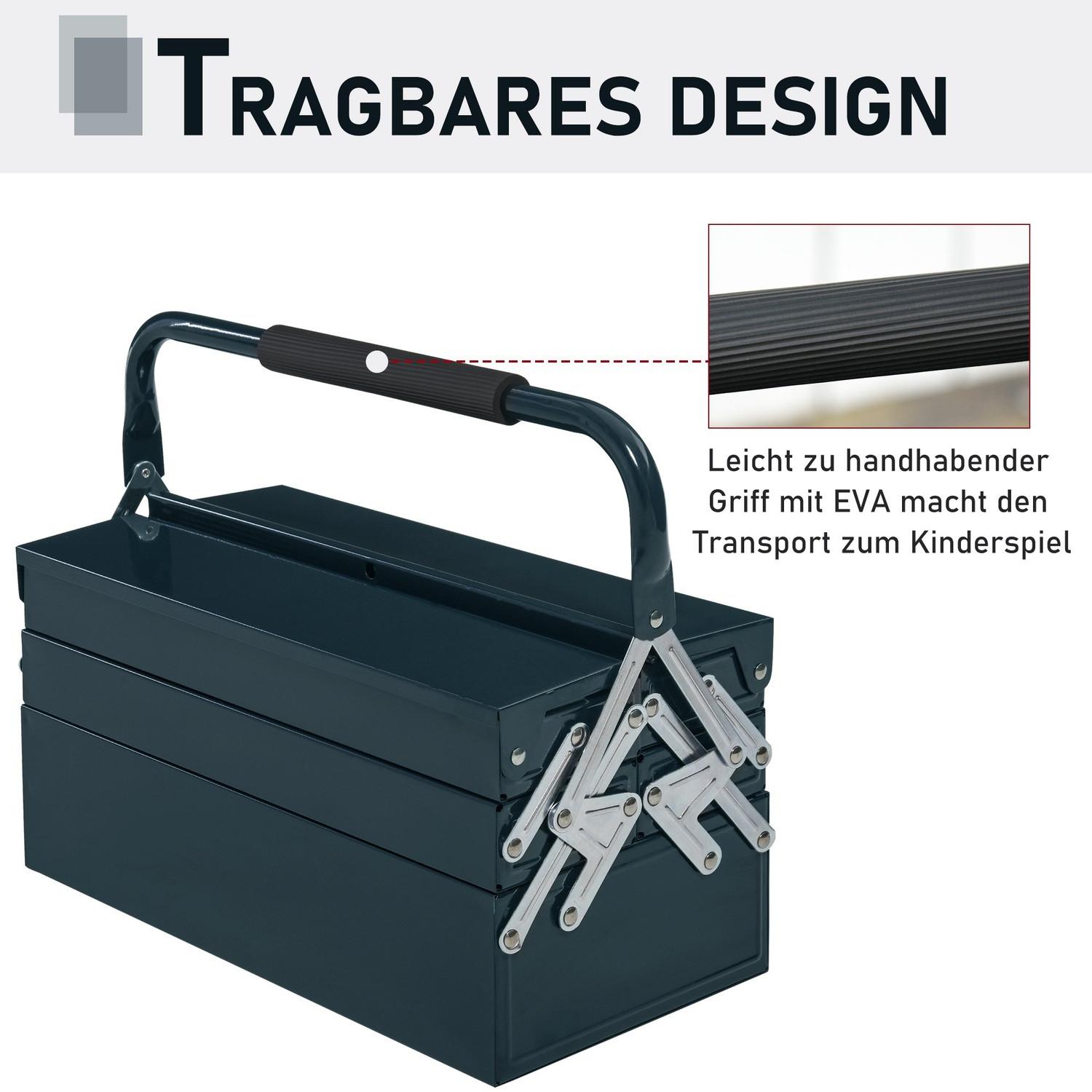 Northio Cassetta Degli Attrezzi, Valigetta Per Attrezzi, 5 Scomparti, Cerniera, Acciaio (Spcc), Verde Scuro, 45X22,5X34,5 Cm  