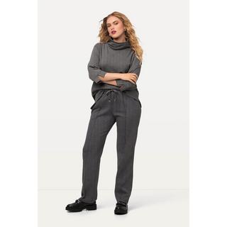 Ulla Popken  Pantalon en molleton poivre et sel – passepoil sur la jambe et taille élastique 