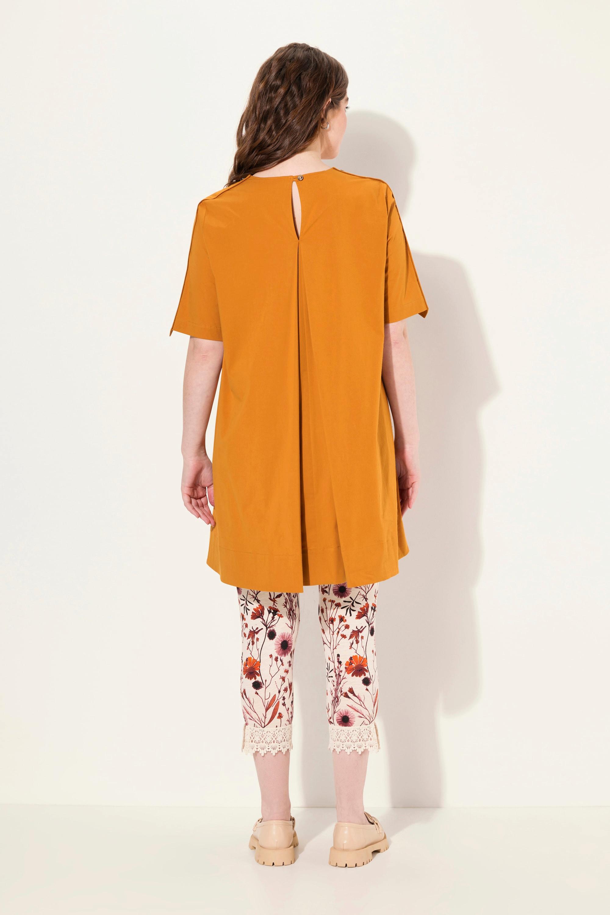 Ulla Popken Tunica Scollo a V Tasche Mezze Maniche Cotone Biologico  