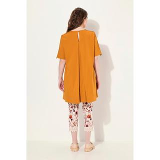 Ulla Popken Tunica Scollo a V Tasche Mezze Maniche Cotone Biologico  