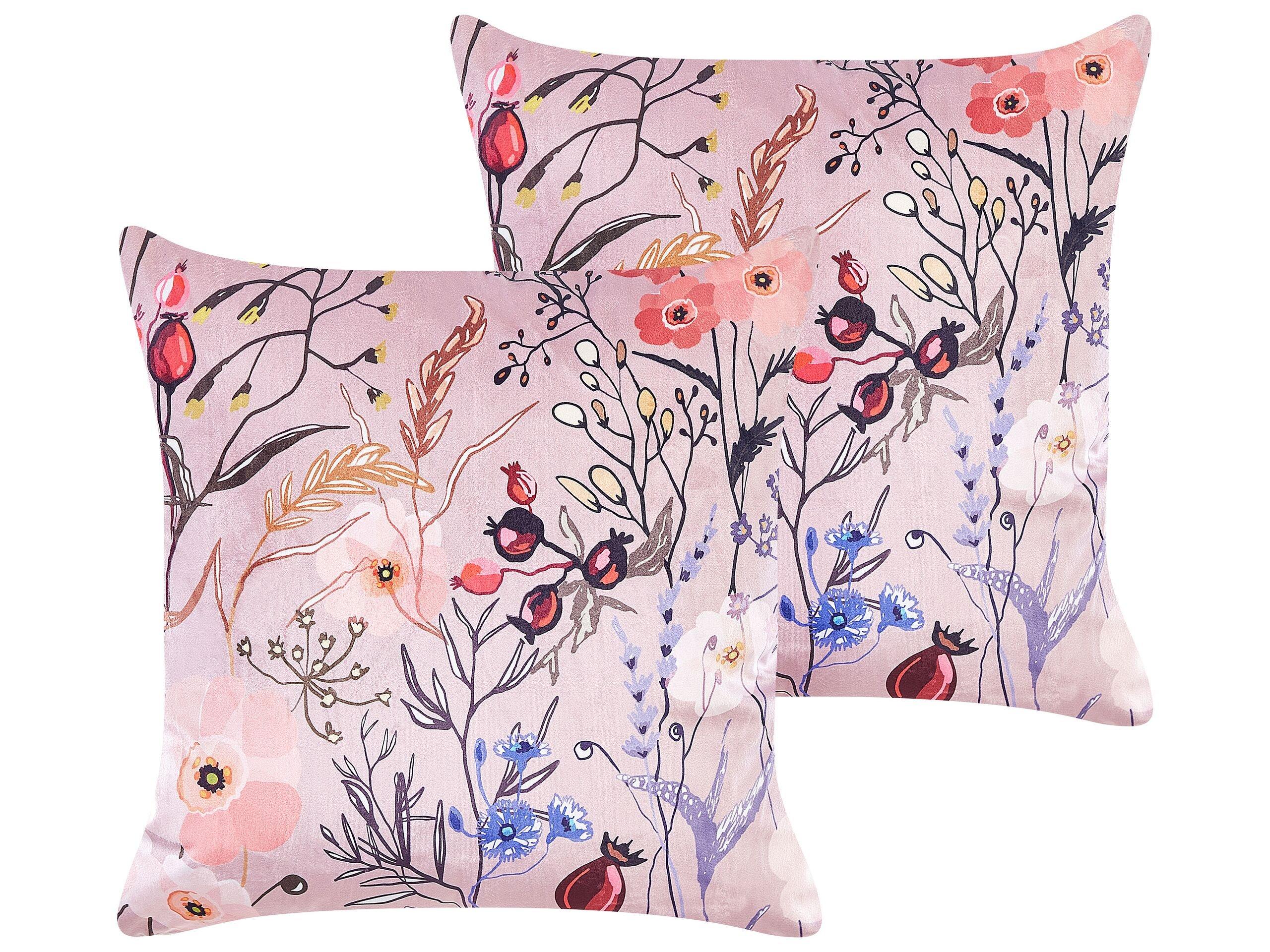 Beliani Lot de 2 coussins en Velours Moderne ANEMONES  