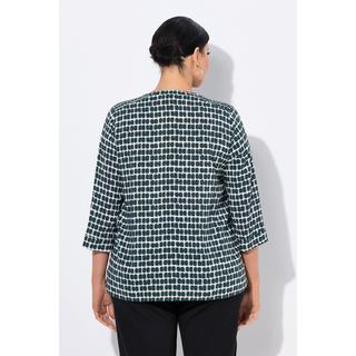 Ulla Popken Raso Spalle Punto Smock Scollo Tunica Maniche 3/4 Blusa  