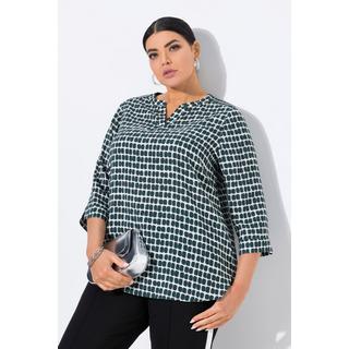 Ulla Popken Raso Spalle Punto Smock Scollo Tunica Maniche 3/4 Blusa  