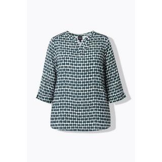 Ulla Popken Raso Spalle Punto Smock Scollo Tunica Maniche 3/4 Blusa  