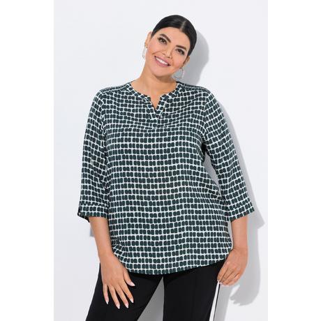 Ulla Popken Raso Spalle Punto Smock Scollo Tunica Maniche 3/4 Blusa  