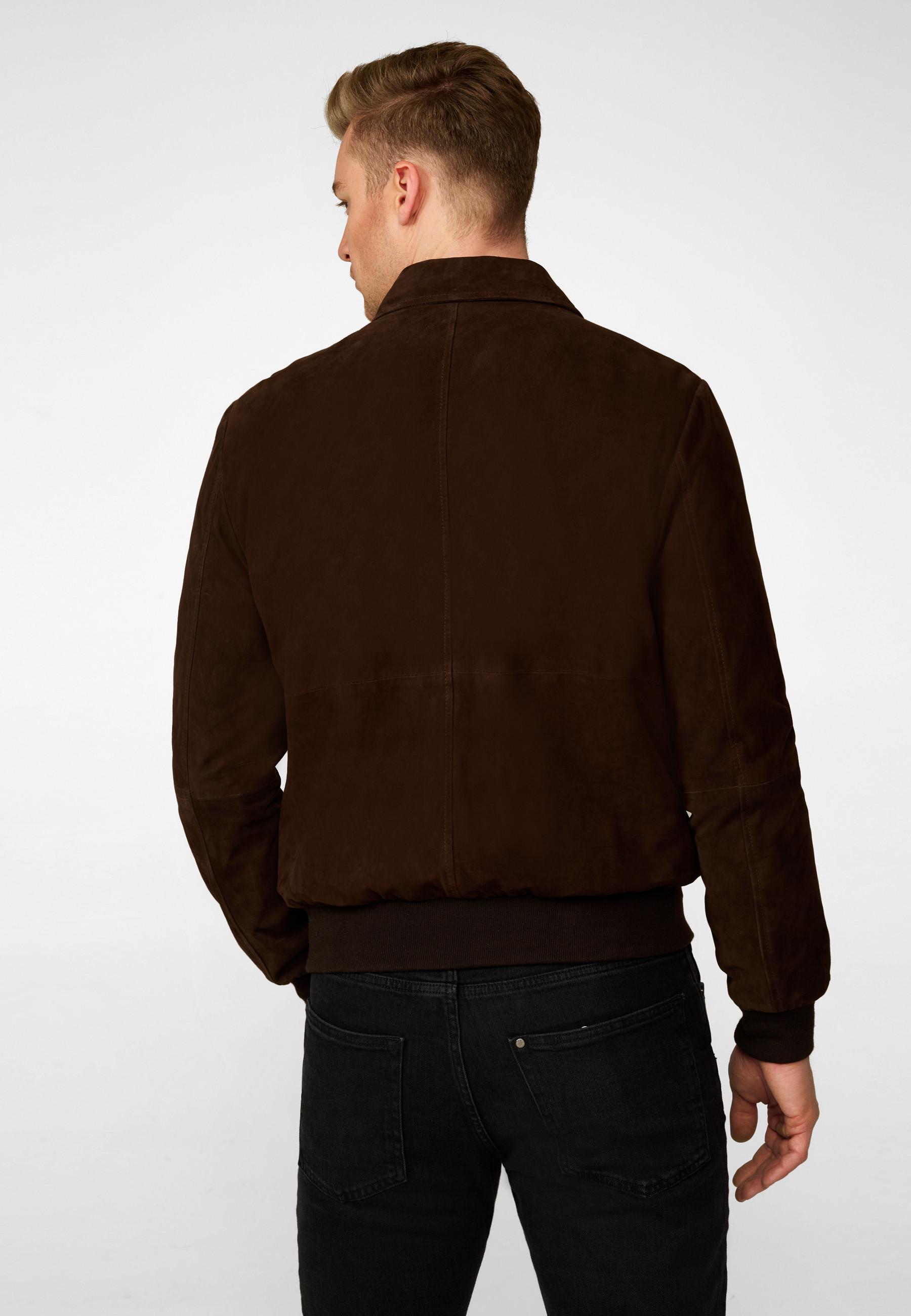 RICANO  Veste en cuir pour hommes Ben, blouson fin avec col polo 