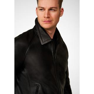 RICANO  Veste en cuir pour hommes Ben, blouson fin avec col polo 