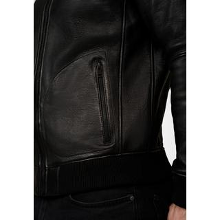 RICANO  Veste en cuir pour hommes Ben, blouson fin avec col polo 